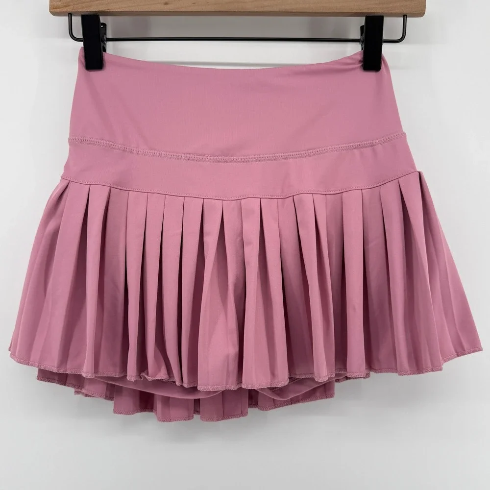 Gold Hinge Pleated Tennis Skirt Skort Dusty Pink Women XS Pickleball Preppy